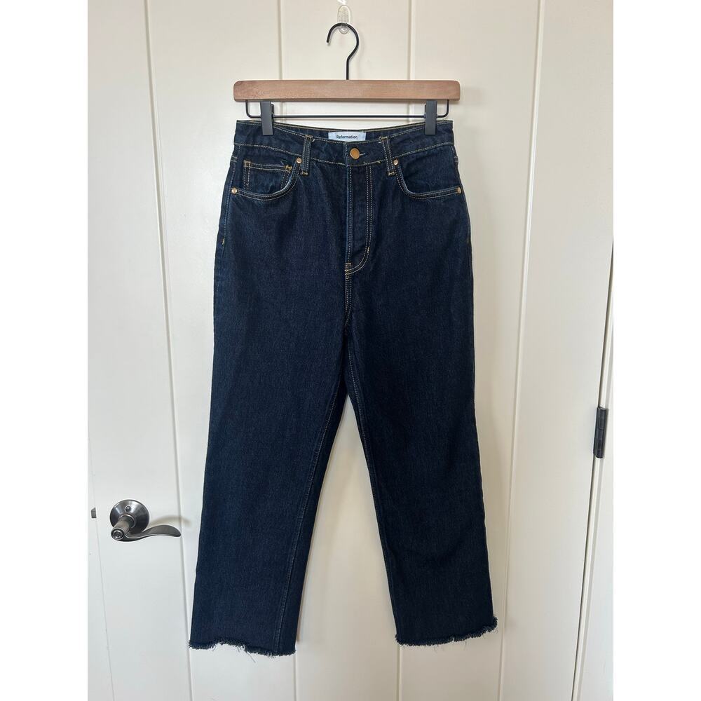 Reformation Cynthia High Rise Straight Raw Hem Jeans Size 27